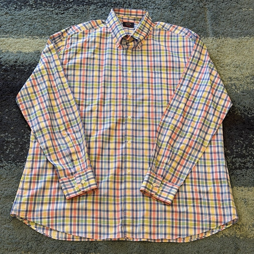Paul & Shark Yachting Button Down Long Sleeve Shirt Men's 45 (2XL) Preppy